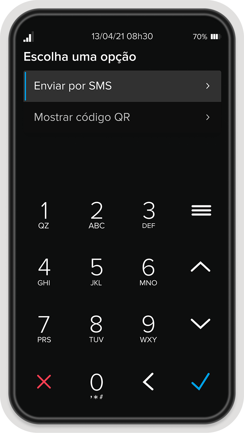 Gif da Point Air simulando envio do comprovante de pagamento por SMS